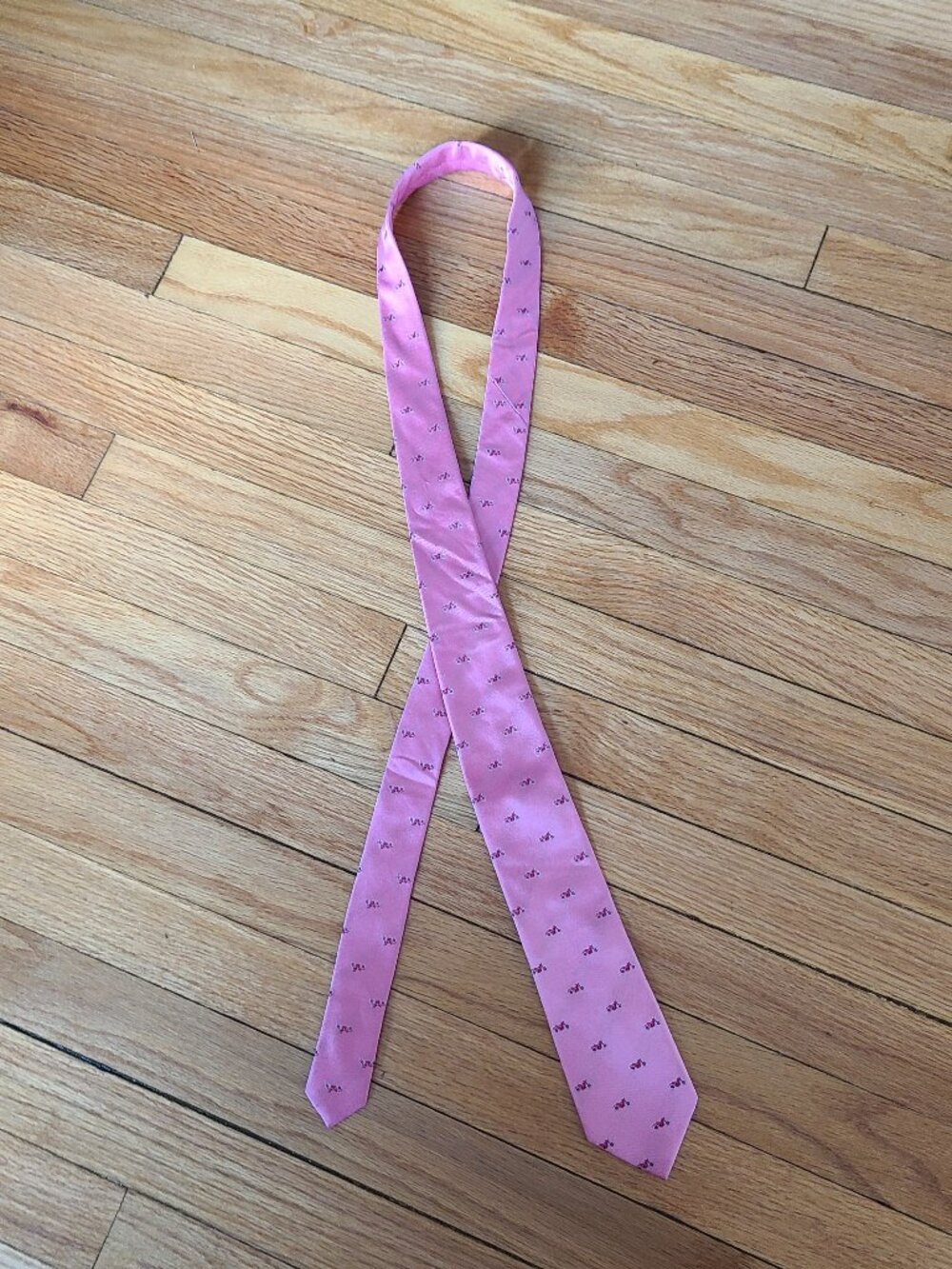 Tattersall Soho Pink Silk Tie with Novelty Motorcycle Pattern